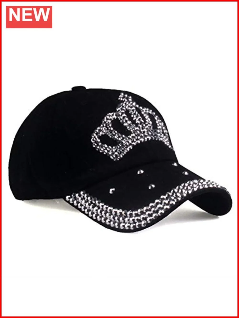 Rhinestone Denim Baseball Cap Adjustable Sun Hat UPF 50